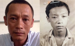 (C) C.T.V, Thanh Nien, 逮捕時のウエン(左)、指名手配写真(右)