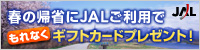 春の帰省にJALご利用でもれなくギフトカードプレゼント!