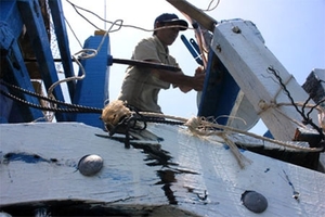 （Ｃ）Dan Tri, 体当たりされた破損した漁船