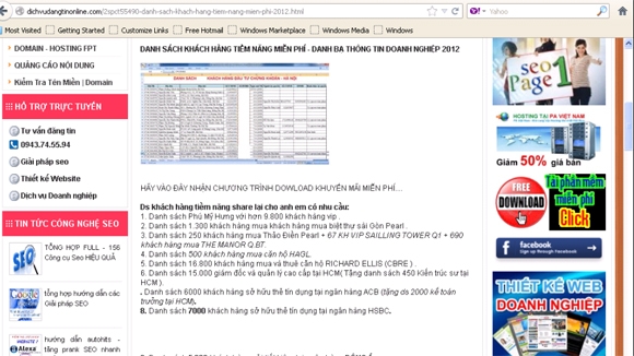 （C）An ninh thu do、個人情報取引サイトの例
