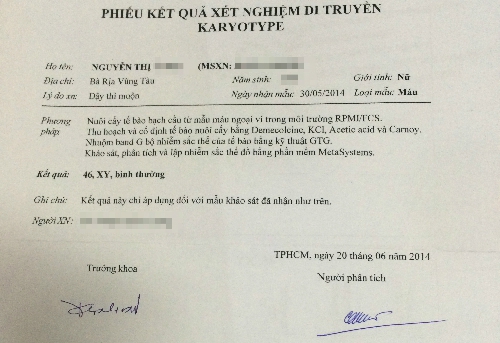 (C) vnexpress, 検査結果通知書