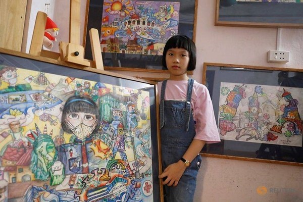 10歳の画家、コロナを題材にしたカラフルな絵で注目 [社会] - VIETJOベトナムニュース